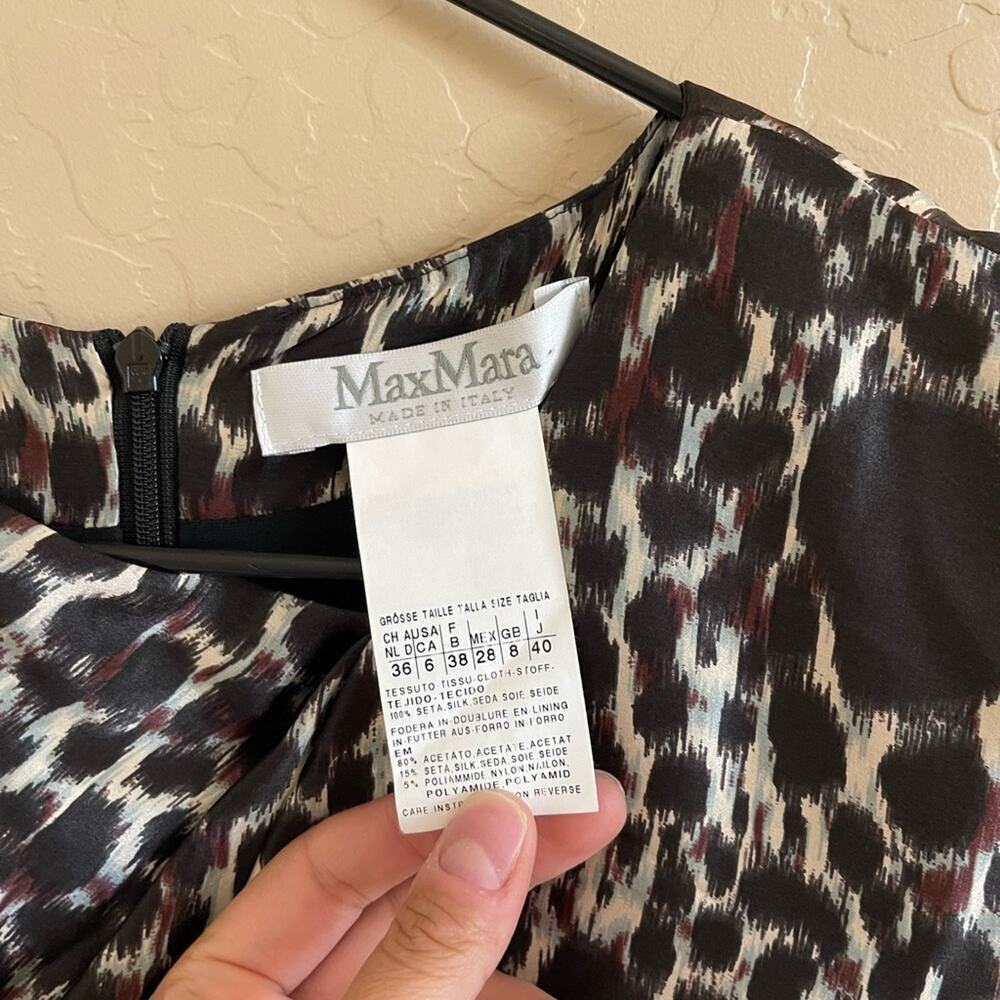 New MaxMara‎ Silk Animal Print Drape Ombre Sheath Dress US 6 - Picture 6 of 7